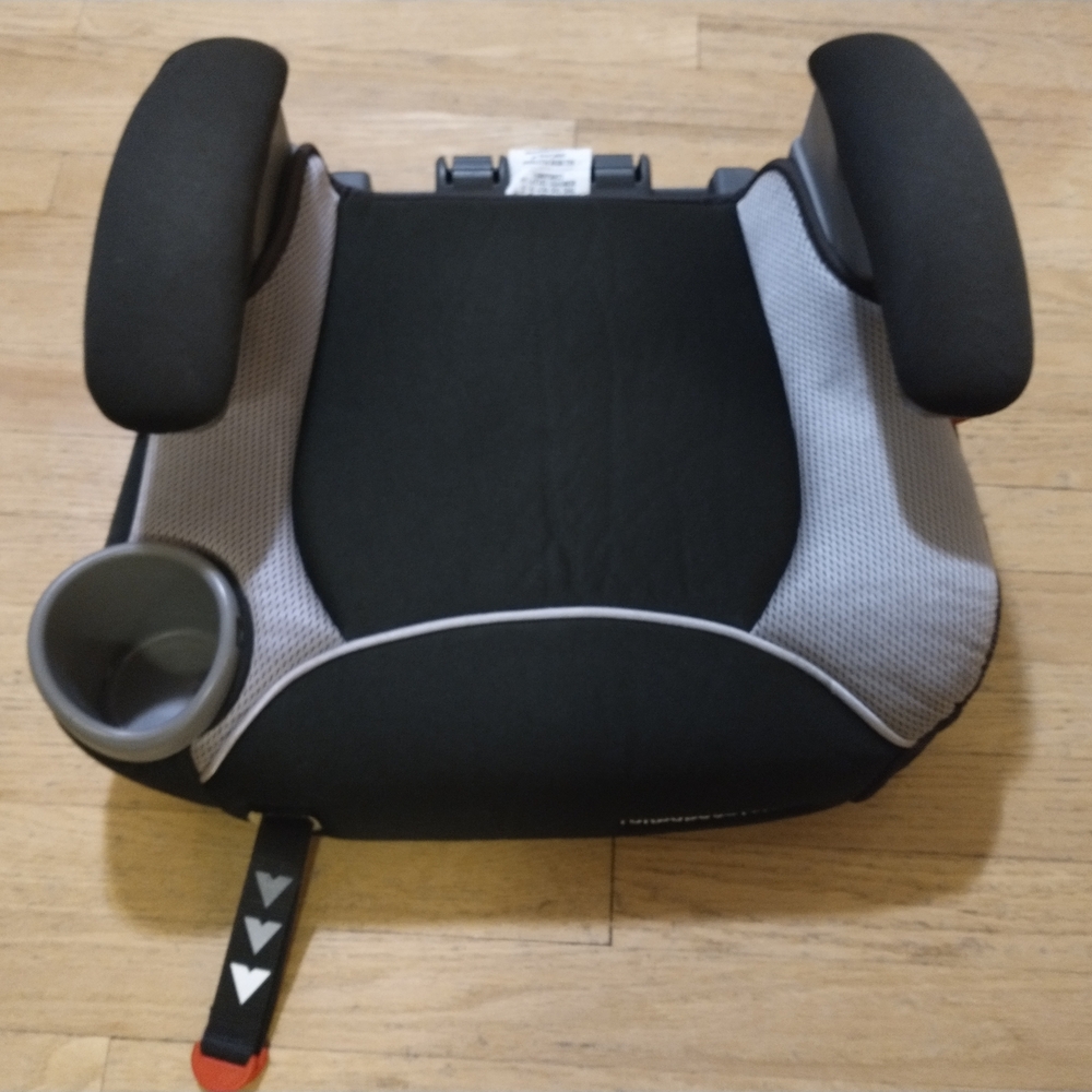 Black and Gray Child Booster Seat with Cup Holder Side Tray